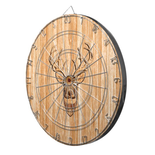 スタイリッシュな白い尾シカの木びき台の頭部ライト木穀物 ダーツボード (正面右)