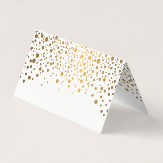 スタイリッシュな白および金ゴールドの紙吹雪|の座席表 名刺 (裏面)
