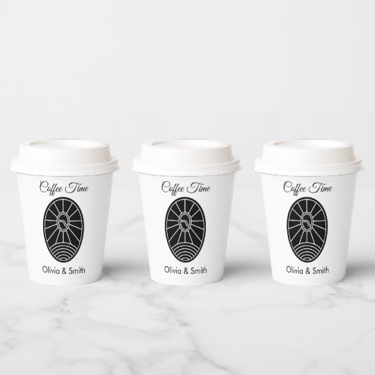 スタイリッシュな白と黒の冬のイベント用紙コップ 紙コップ (複数)