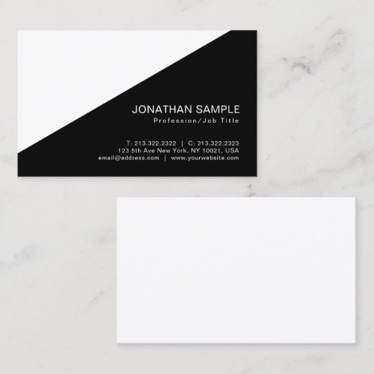 スタイリッシュな白黒のモダンなデザインの平野 名刺 (正面/裏面)