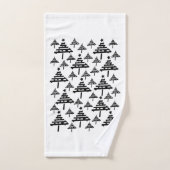 スタイリッシュな白黒クリスマスツリー バスタオルセット (ハンドタオル)