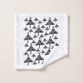 スタイリッシュな白黒クリスマスツリー バスタオルセット (ウォッシュタオル)