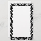 スタイリッシュな白黒ダマスク織パターン 便箋 (正面/裏面)