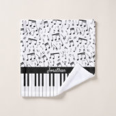 スタイリッシュな白黒ピアノ鍵 バスタオルセット (ウォッシュタオル)