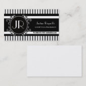 スタイリッシュな白黒モダンは縞で飾ります 名刺 (正面/裏面)