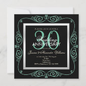 スタイリッシュな真珠フレームの結婚30周年記念 招待状 (正面)