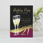 スタイリッシュな第21誕生日のパーティの招待状 招待状 (スタンド正面)