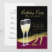 スタイリッシュな第21誕生日のパーティの招待状 招待状 (正面/裏面)