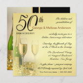 スタイリッシュな第50記念日-正方形の招待状 招待状 (正面/裏面)
