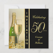 スタイリッシュな第50記念日-正方形の招待状 招待状 (裏面)
