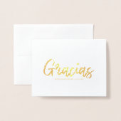スタイリッシュな筆記体で"Gracias"と書かれた結婚式のサンクスフォト 箔カード (封筒付き正面)