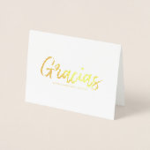 スタイリッシュな筆記体で"Gracias"と書かれた結婚式のサンクスフォト 箔カード (正面)