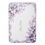 スタイリッシュな紫の花のバスマット バスマット (正面縦)