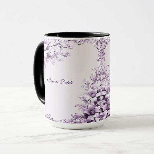 スタイリッシュな紫の花マグカップ マグカップ (正面左)