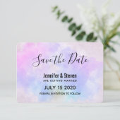 スタイリッシュな紫ピンク青アブストラクトウォーターカラー セーブザデート (スタンド正面)