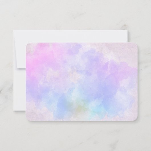 スタイリッシュな紫ピンク青アブストラクトウォーターカラー セーブザデート (裏面)