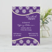 スタイリッシュな紫色および真珠のブライダルシャワーの招待状 招待状 (スタンド正面)