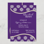 スタイリッシュな紫色および真珠のブライダルシャワーの招待状 招待状 (正面/裏面)