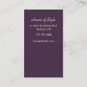 スタイリッシュな紫色および緑のダマスク織の名刺 名刺 (裏面)