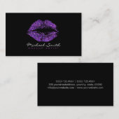 スタイリッシュな紫色の唇のメーキャップアーティスト 名刺 (正面/裏面)