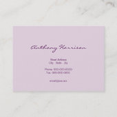 スタイリッシュな紫色の水彩画 名刺 (裏面)