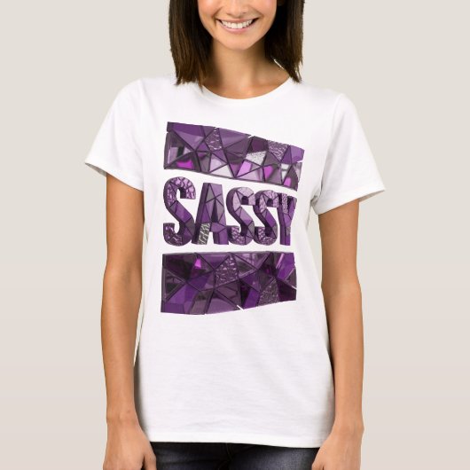 スタイリッシュな紫色のSASSYな主張デザイン Tシャツ (正面)
