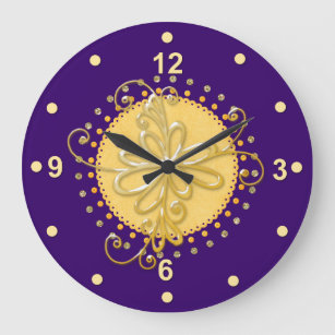 スタイリッシュな紫色及び黄色の柱時計 ラージ壁時計