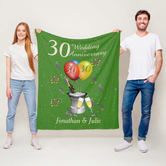 スタイリッシュな結婚30周年記念グリーン フリースブランケット (インサイチュ)