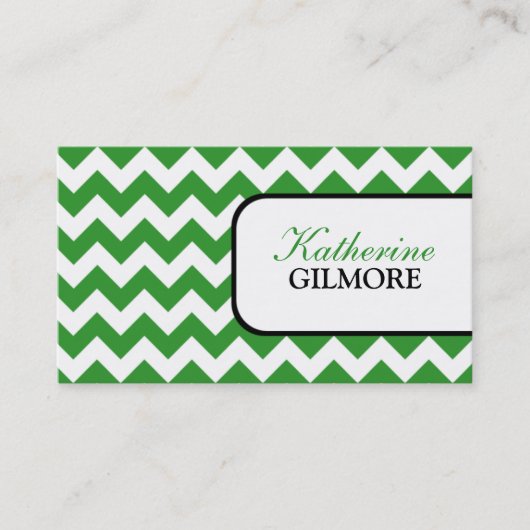 スタイリッシュな緑のシェブロンの名刺 名刺 (正面)