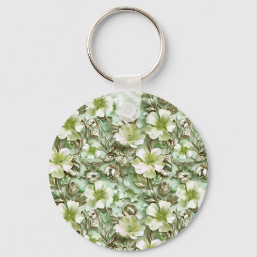 スタイリッシュな緑の花 キーホルダー (正面)