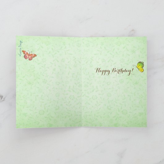 スタイリッシュな緑音楽女の子及びバイオリンの夏の挨拶 カード (内部)