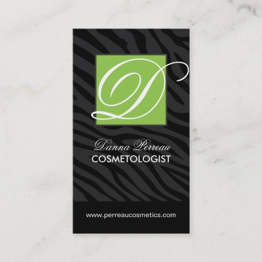 スタイリッシュな美容師のシマウマのプリントの名刺 名刺 (正面)