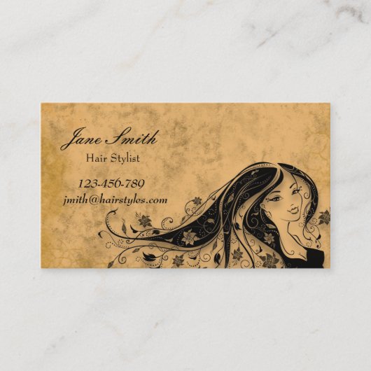 スタイリッシュな美容師の美容院のヴィンテージ 名刺 (正面)