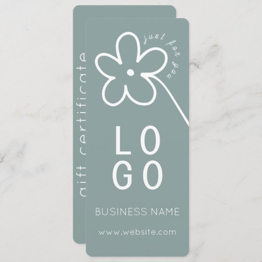 スタイリッシュな花のデザインのギフト証明書 (正面/裏面)
