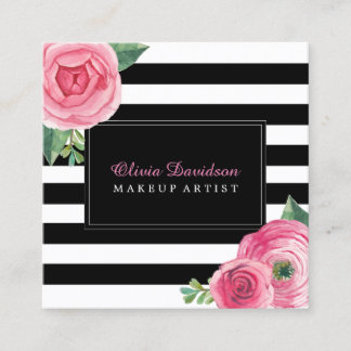 スタイリッシュな花のメーキャップアーティストの名刺 スクエア名刺