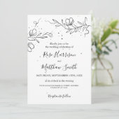 スタイリッシュな花の枝とインクのしずく ウェディング 招待状 (スタンド正面)