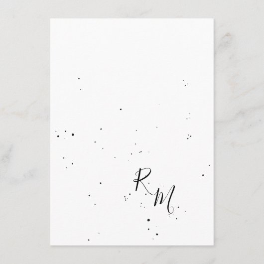 スタイリッシュな花の枝とインクのしずく エンクロージャーカード (裏面)