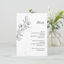 スタイリッシュな花の枝とインクのしずく エンクロージャーカード