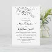 スタイリッシュな花の枝とインクのしずく 招待状 (スタンド正面)