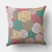 スタイリッシュな花パターン。 明るい花柄 クッション (裏面)