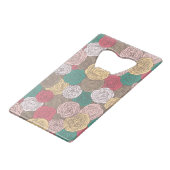 スタイリッシュな花パターン。 明るい花柄 クレジットカード栓抜き (裏面アングル)