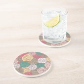 スタイリッシュな花パターン。 明るい花柄 コースター (側面)