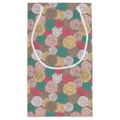 スタイリッシュな花パターン。 明るい花柄 スモールペーパーバッグ (裏面)