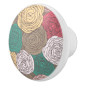 スタイリッシュな花パターン。 明るい花柄 セラミックノブ (右)