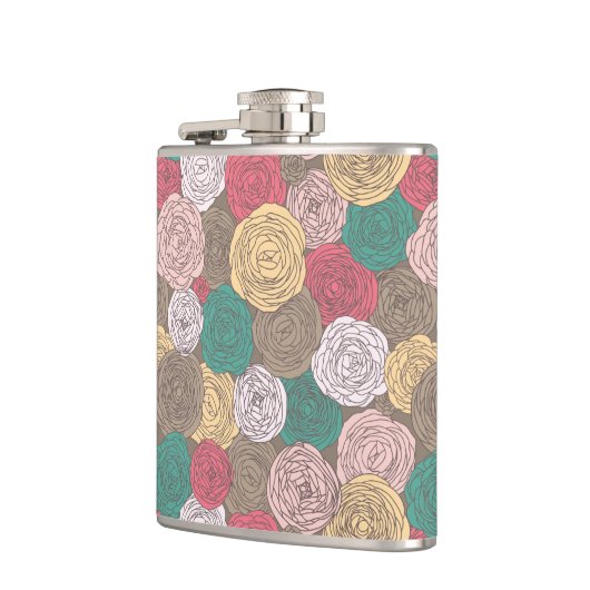 スタイリッシュな花パターン。 明るい花柄 フラスク (左)