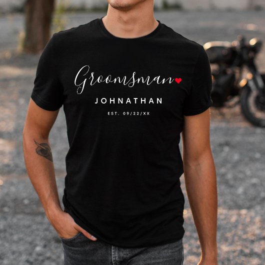 スタイリッシュな花婿介添人ウェディング Tシャツ