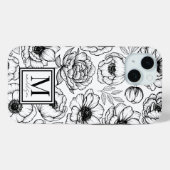 スタイリッシュな花柄のイニシャルモノグラム Case-Mate iPhoneケース (裏面 (横))