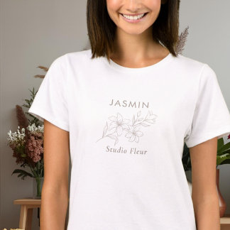スタイリッシュな花柄のスモールビジネス従業員 Tシャツ