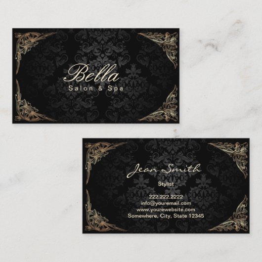 スタイリッシュな花柄はダマスク織のサロン及びスパを組み立てました 名刺 (正面/裏面)