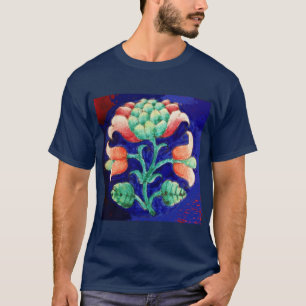 スタイリッシュな花 / 赤 ピンク 緑 青 花柄 Tシャツ